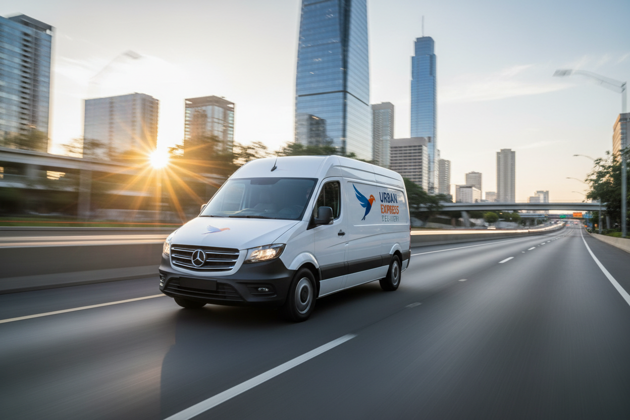 schnelle Lieferung on the transporter